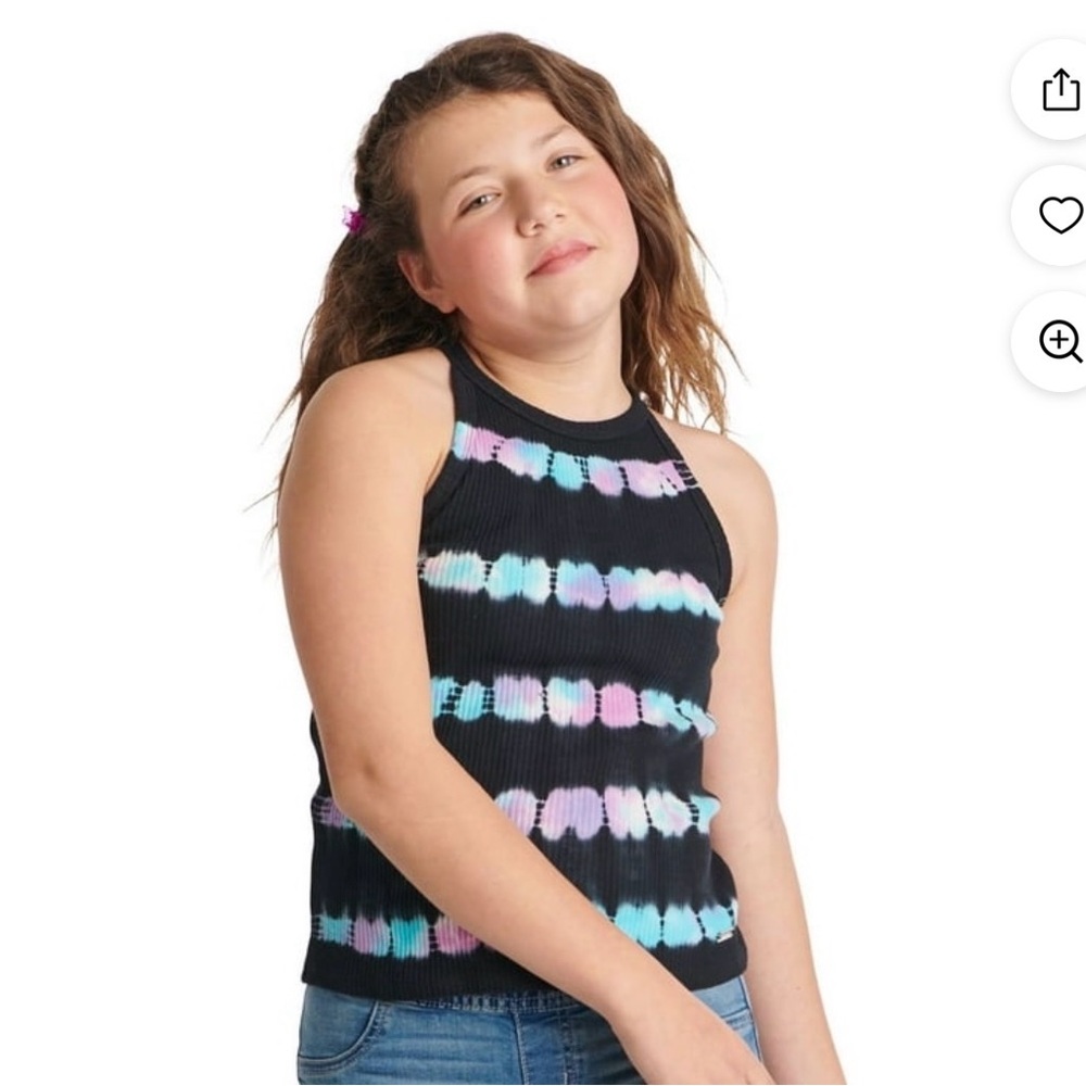 Justice Black and Pastel Tie-Dye Tank Top